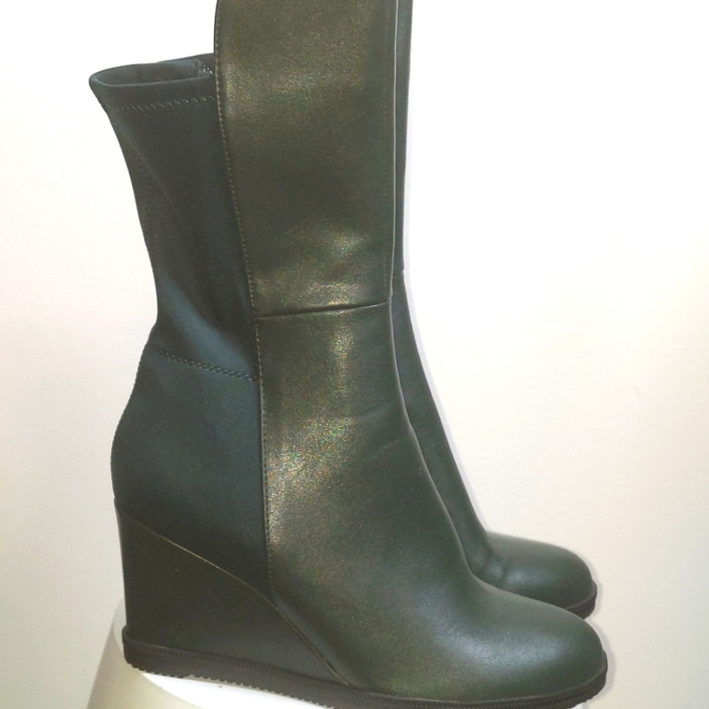 Hunter Green Wedge Bootie Sz 39
